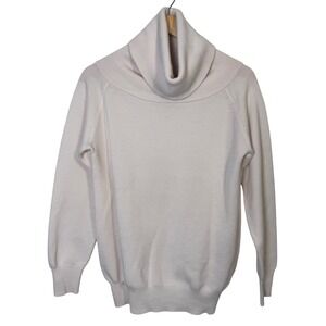 Scapa Italy Womens‎ Sweater Medium Cream 100% Fleece Wool Cowl Neck Knit